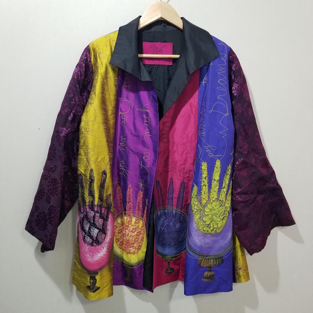Starr Hagenbring Jacket Womens Oversized Hands Lace Wearable Art OOAK Purple